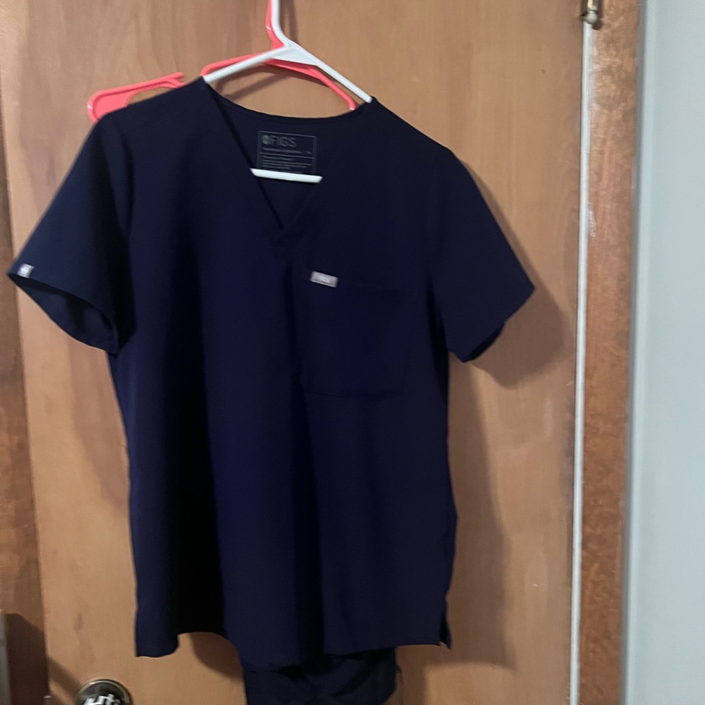 Figs navy high waisted joggers and top